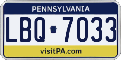 PA license plate LBQ7033
