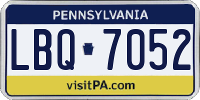 PA license plate LBQ7052