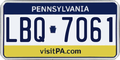 PA license plate LBQ7061