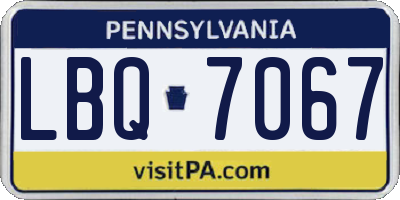 PA license plate LBQ7067