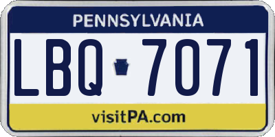 PA license plate LBQ7071