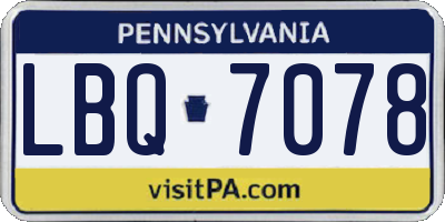 PA license plate LBQ7078