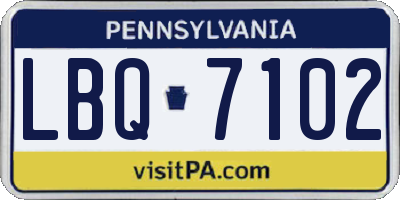 PA license plate LBQ7102