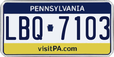 PA license plate LBQ7103