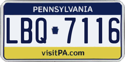 PA license plate LBQ7116