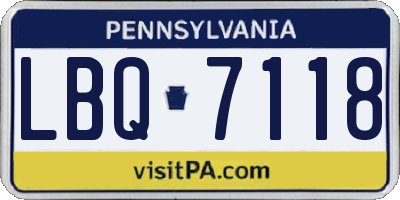 PA license plate LBQ7118