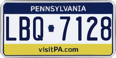 PA license plate LBQ7128