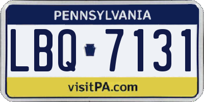 PA license plate LBQ7131