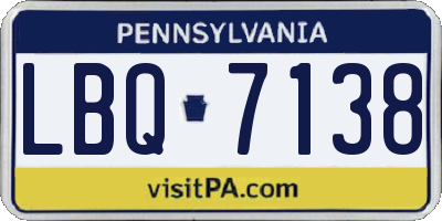 PA license plate LBQ7138