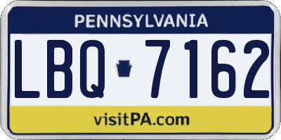 PA license plate LBQ7162