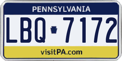 PA license plate LBQ7172