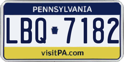 PA license plate LBQ7182