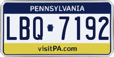 PA license plate LBQ7192