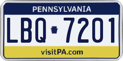PA license plate LBQ7201