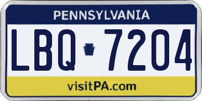 PA license plate LBQ7204