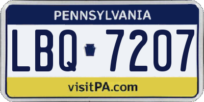PA license plate LBQ7207