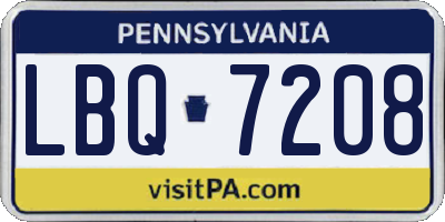 PA license plate LBQ7208