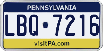 PA license plate LBQ7216