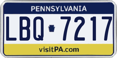 PA license plate LBQ7217