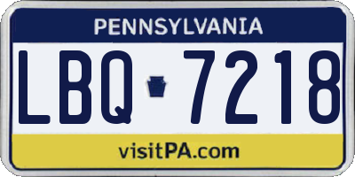 PA license plate LBQ7218