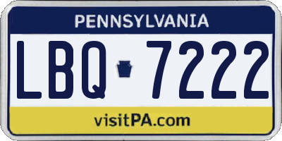 PA license plate LBQ7222
