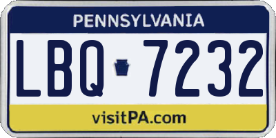 PA license plate LBQ7232