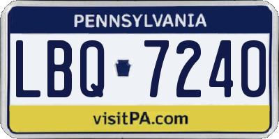 PA license plate LBQ7240