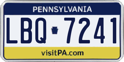 PA license plate LBQ7241