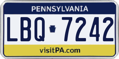 PA license plate LBQ7242