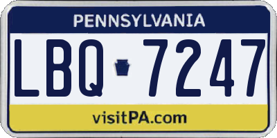 PA license plate LBQ7247