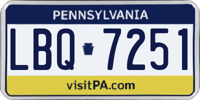 PA license plate LBQ7251
