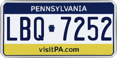 PA license plate LBQ7252