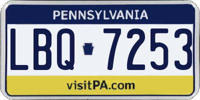 PA license plate LBQ7253