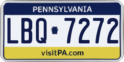 PA license plate LBQ7272