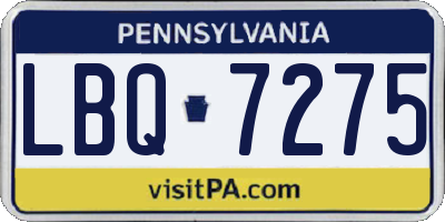 PA license plate LBQ7275