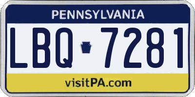 PA license plate LBQ7281