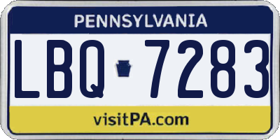 PA license plate LBQ7283