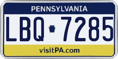 PA license plate LBQ7285