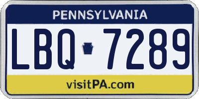PA license plate LBQ7289