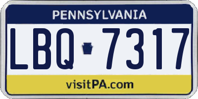 PA license plate LBQ7317