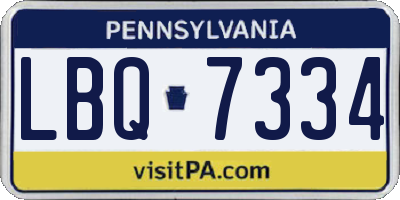 PA license plate LBQ7334