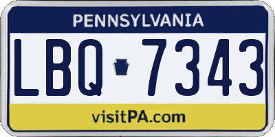 PA license plate LBQ7343