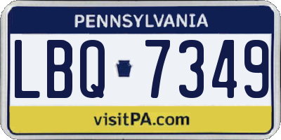 PA license plate LBQ7349