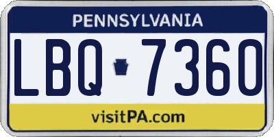 PA license plate LBQ7360