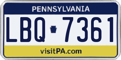 PA license plate LBQ7361