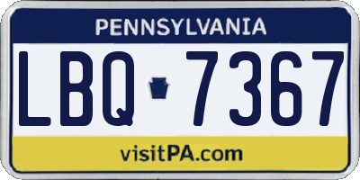 PA license plate LBQ7367