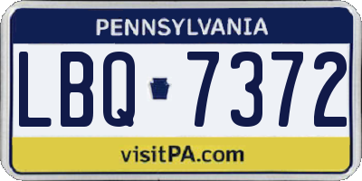 PA license plate LBQ7372