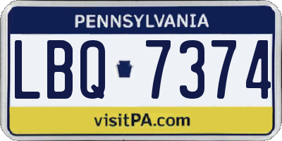 PA license plate LBQ7374