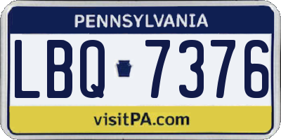 PA license plate LBQ7376