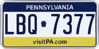PA license plate LBQ7377